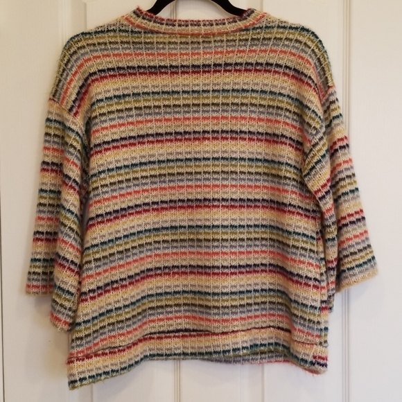 Multicolor Crop Knit 3/4 Length Sleeves - Picture 3 of 4